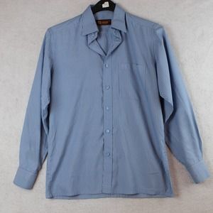 Sero Fairdeal Sz 38 Mens Shirt Blue Striped Long Sleeve Button Up Front Pocket